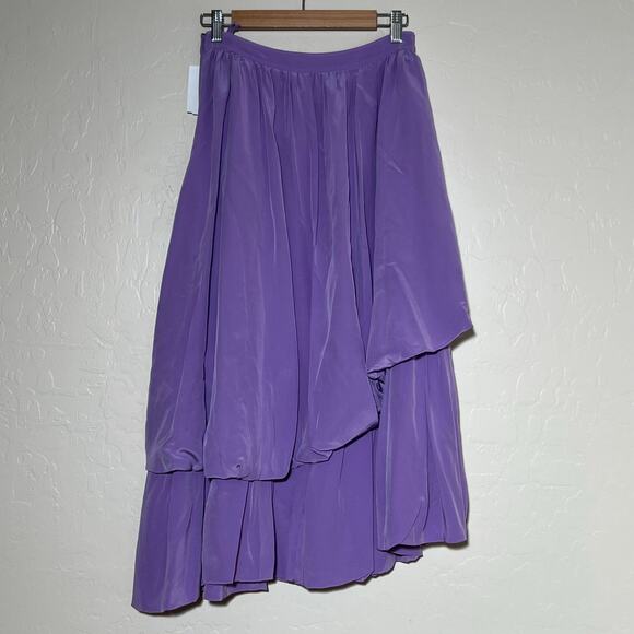 Ulla Johnson Simone Bubbled Tiered Silk Midi Skirt Foxglove Womens Size 4 - Picture 7 of 10